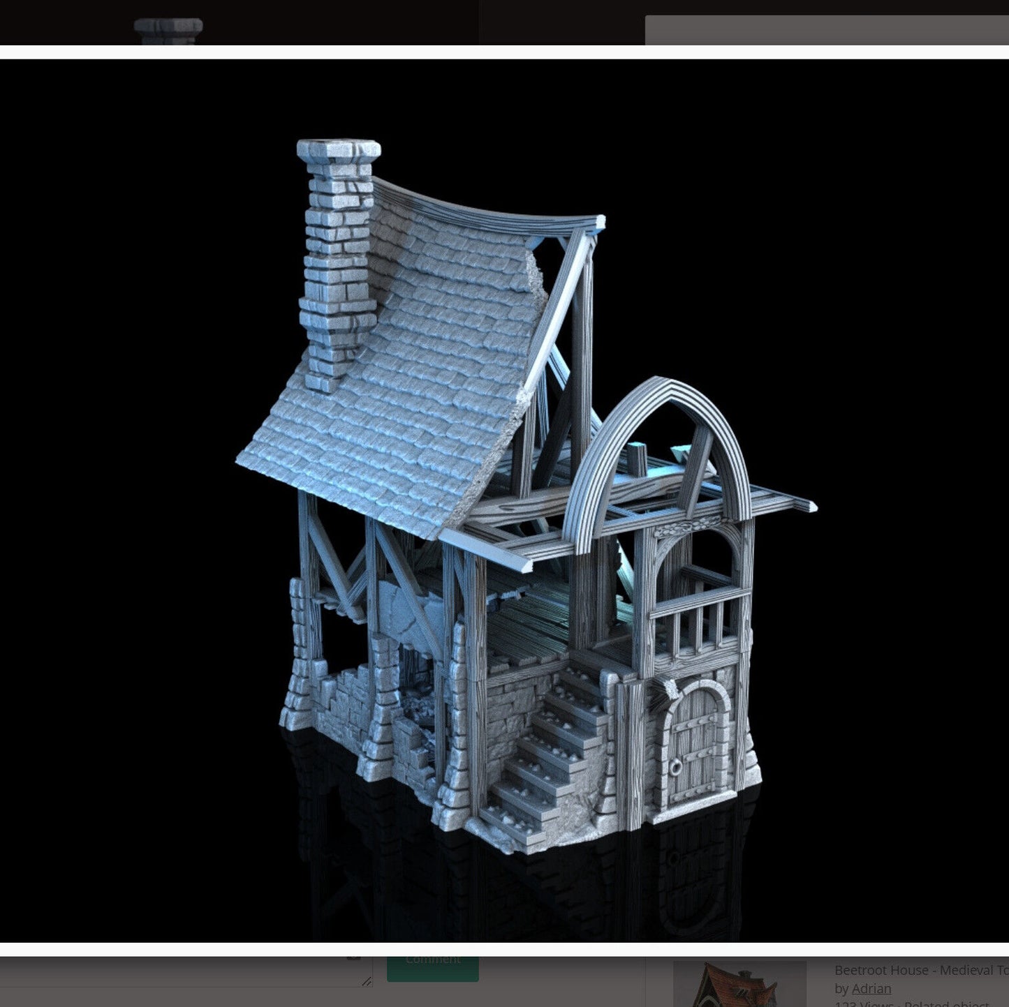 Beetroot House In Ruins - 28mm DND/Wargame/RPG Terrain image 0