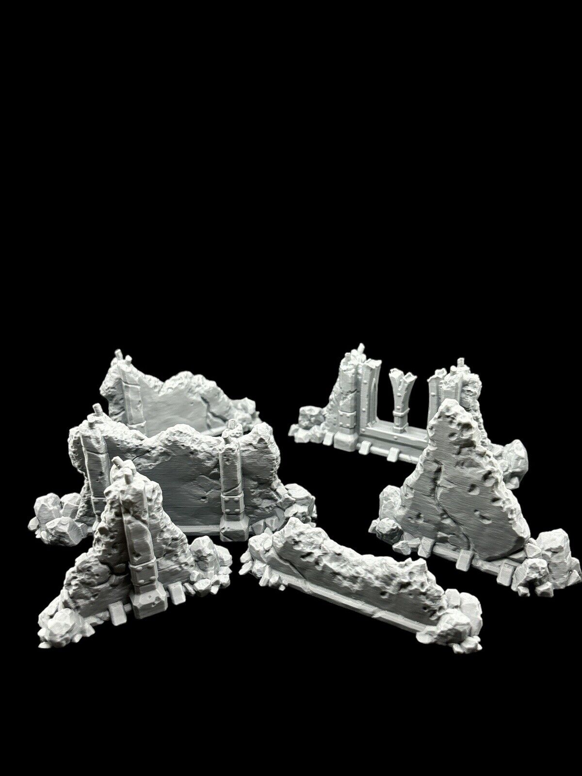 28mm Wall Ruins Terrain Scenery for DND, Warhammer, Wargames, Unpainted, 6 Pcs image 0