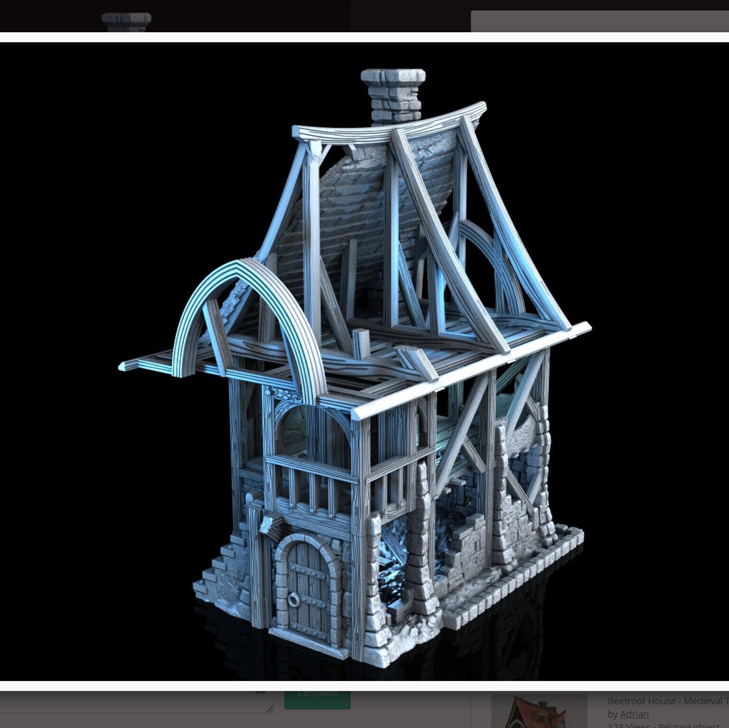 Beetroot House In Ruins - 28mm DND/Wargame/RPG Terrain image 1