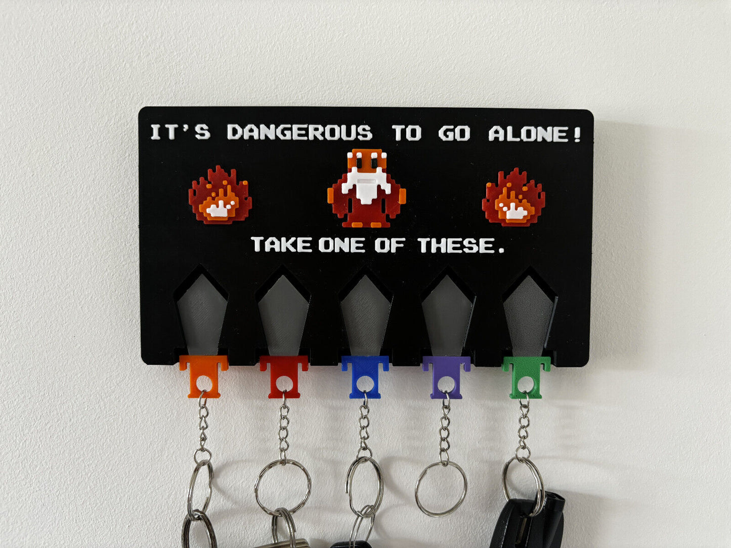 Zelda Inspired 3D Printed Keychain Holder with Swords, Perfect Gift image 0
