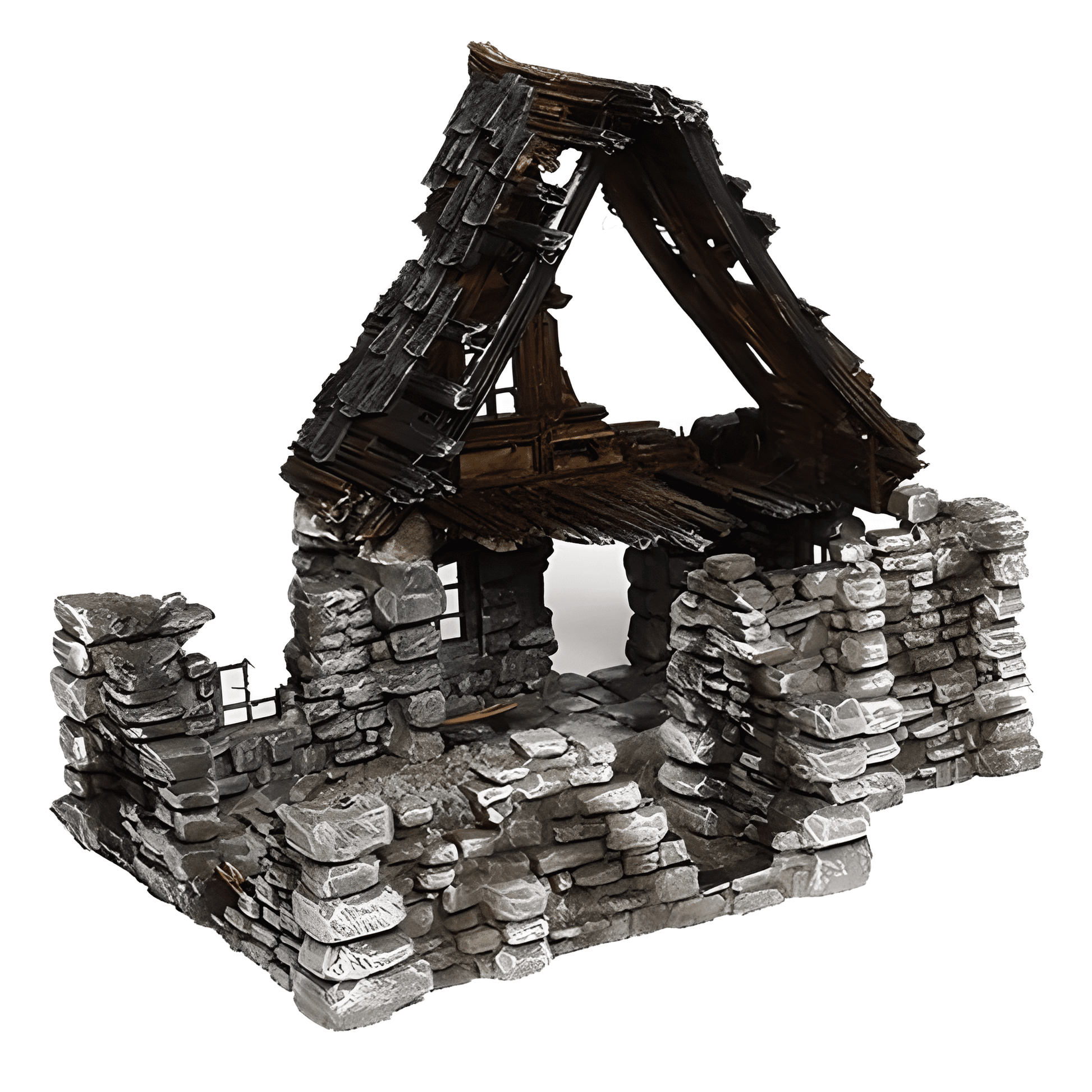 Ruined Medieval House C - 28mm DND/Wargame/RPG Terrain image 2