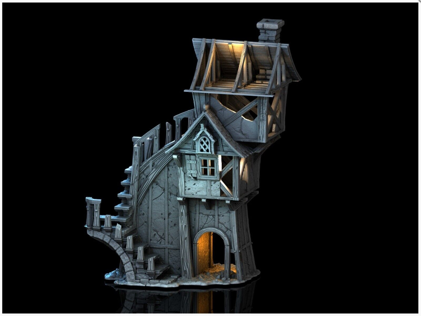Ruined Tower House - 28mm DND/Wargame/RPG Terrain image 1