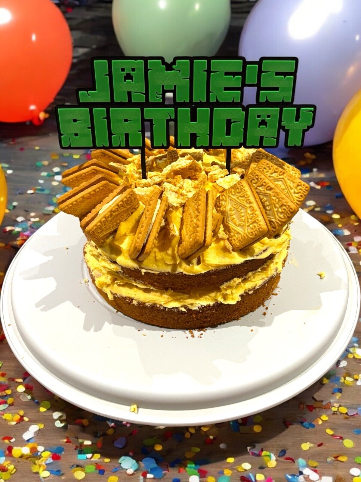 Minecraft personalised cake topper, perfect for birthdays, parties, gifts image 0