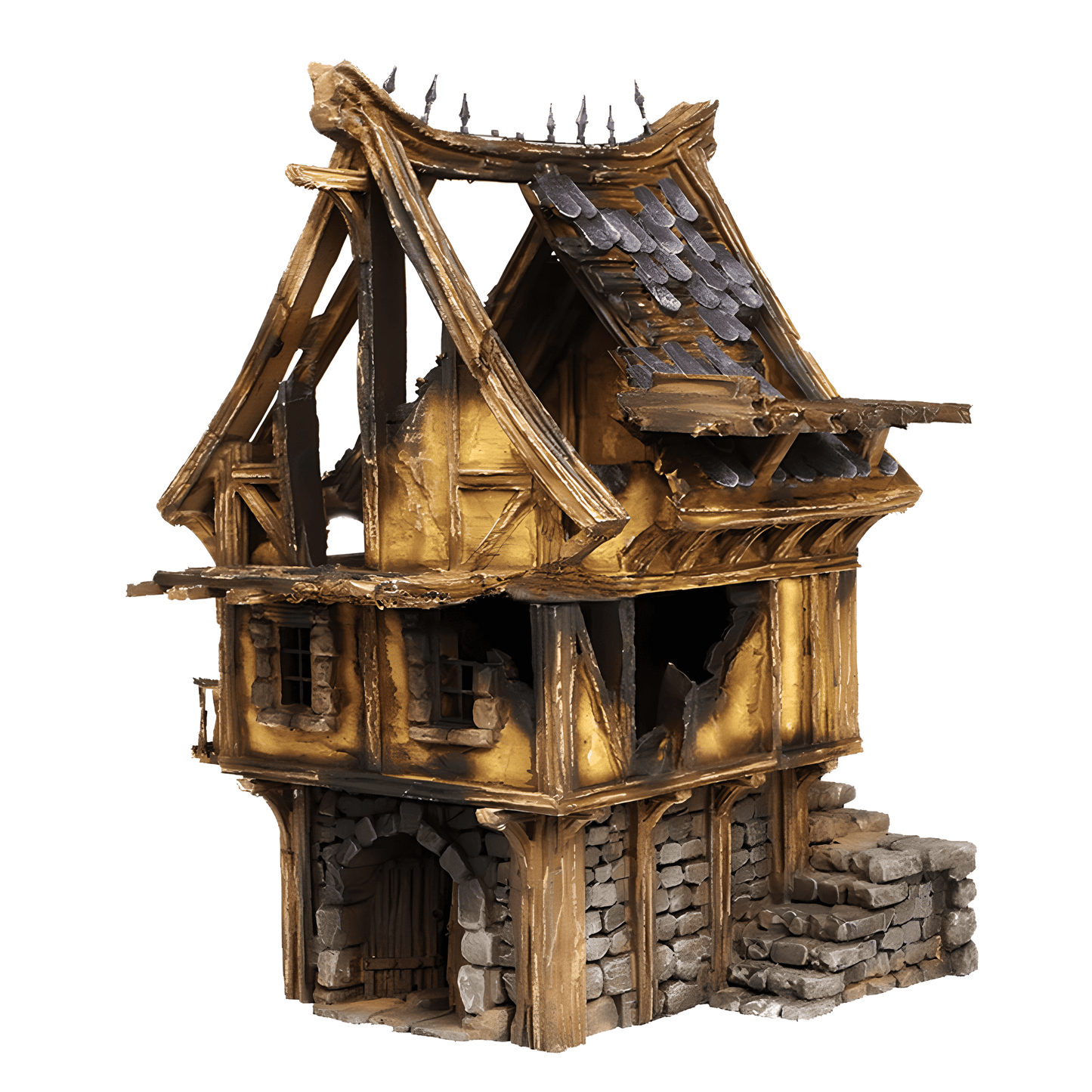 Ruined Medieval House F - 28mm DND/Wargame/RPG Terrain image 1