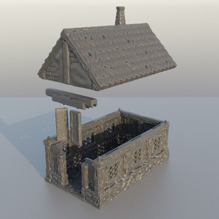 Medieval Scenery - Commoner House 28mm DND/Wargame/RPG Terrain image 2