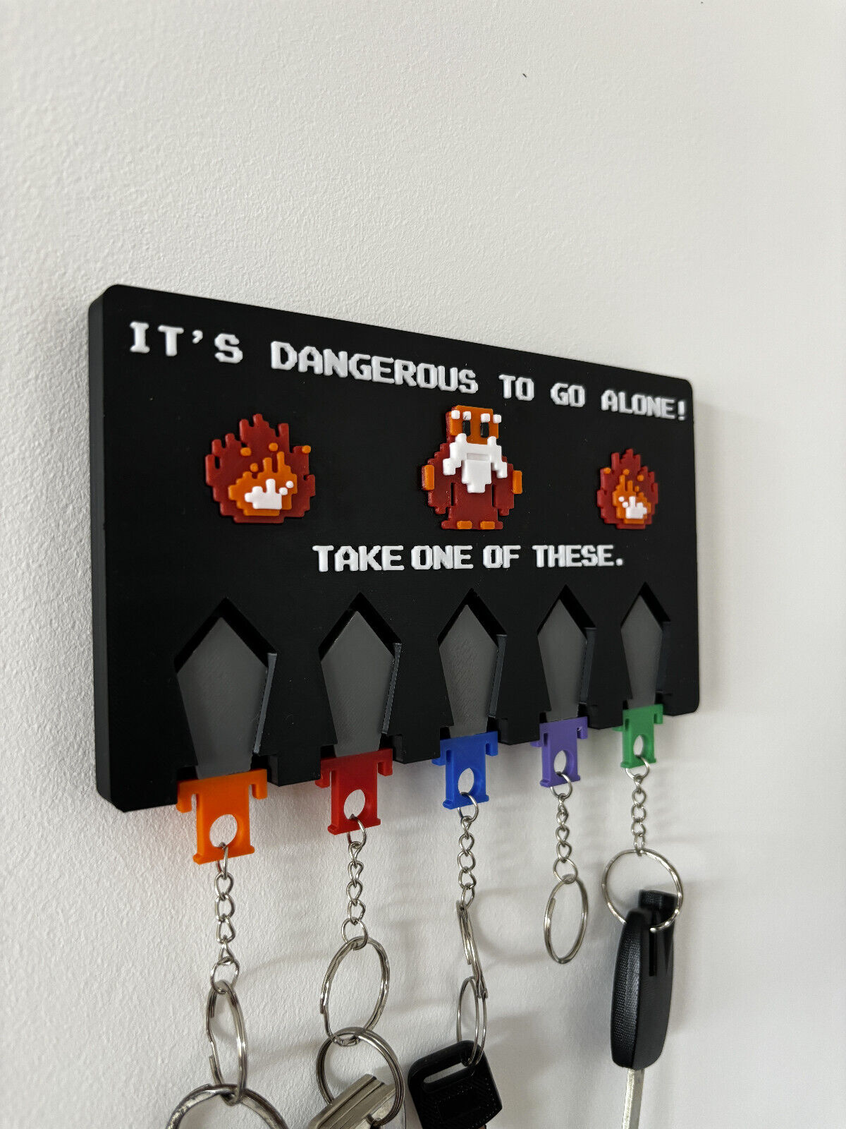 Zelda Inspired 3D Printed Keychain Holder with Swords, Perfect Gift image 2