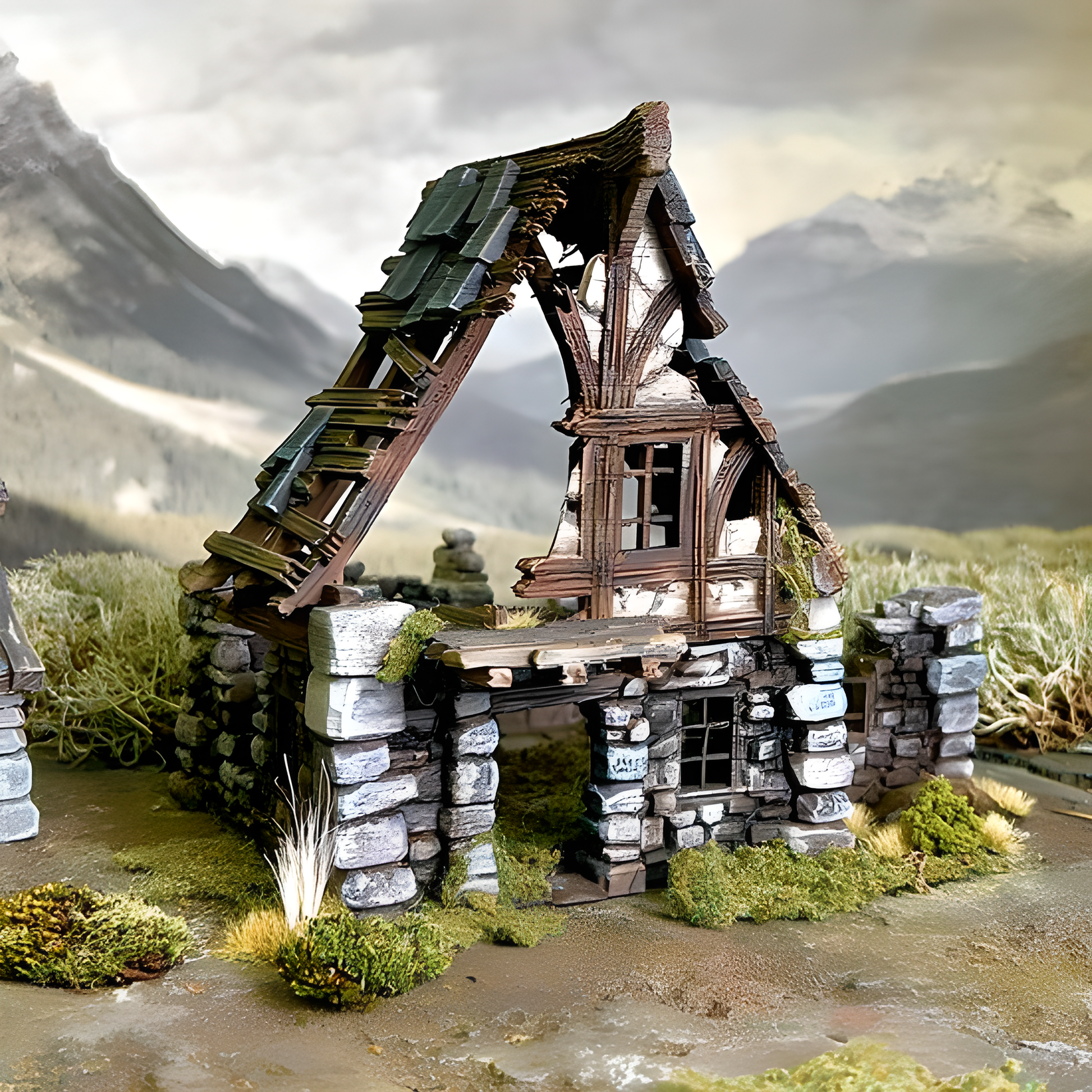Ruined Medieval House C - 28mm DND/Wargame/RPG Terrain image 0