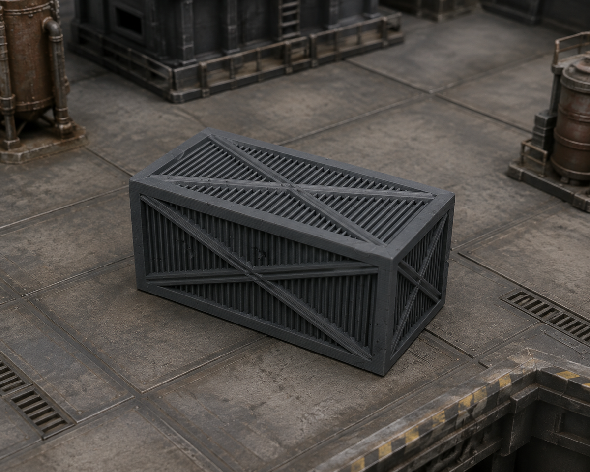 Cargo Container 03 in scene on a wargaming table