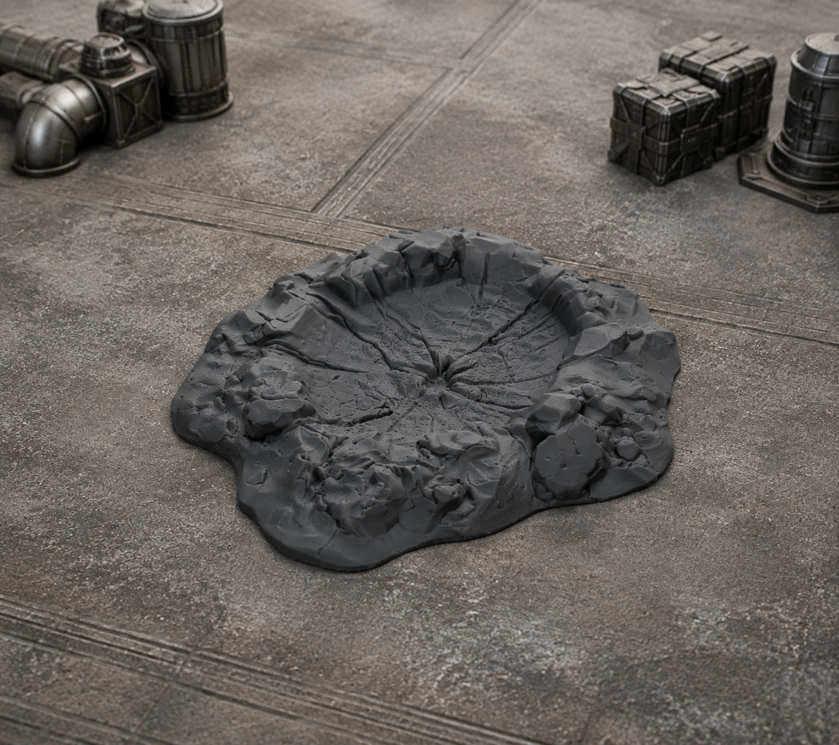 Battlefield Crater 02 in scene on a wargaming table