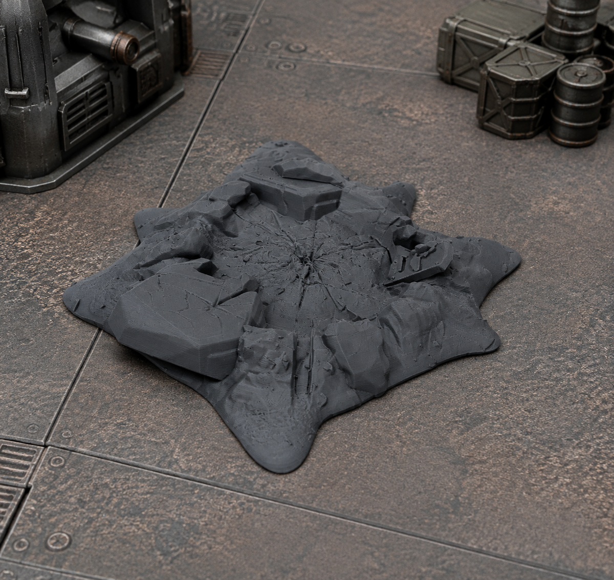 Battlefield Crater 06 in scene on a wargaming table