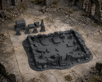 Graveyard and Tombs in a dark fantasy tabletop scene
