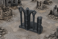 Gothic Cathedral Ruin 01 in scene on a wargaming table