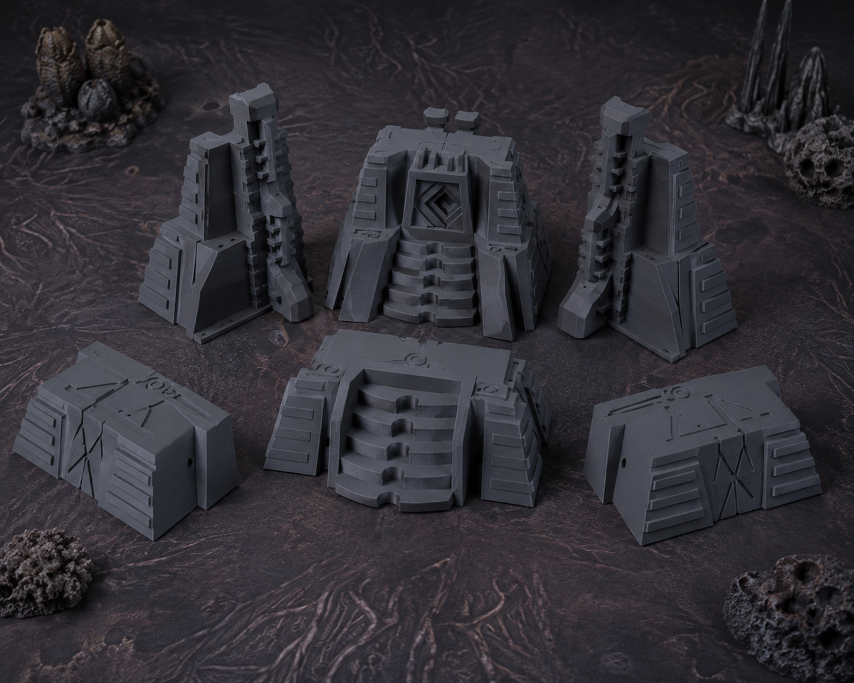 Alien Pyramid Base in scene on a wargaming table