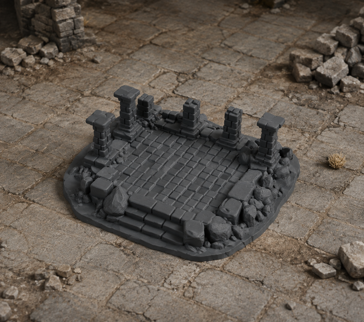 Dun Kaeroth Ruin 2 in a dark fantasy tabletop scene