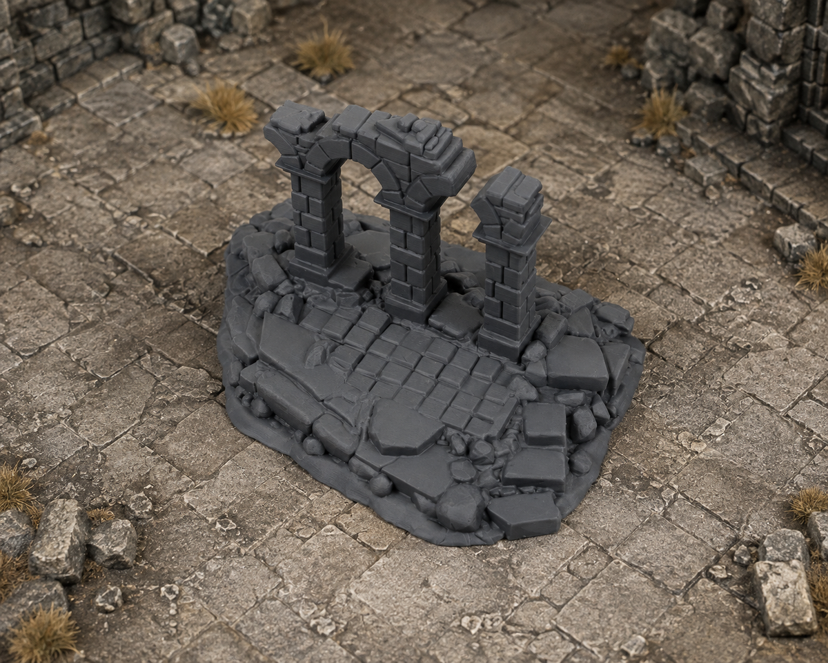 Broken Pillars in a dark fantasy tabletop scene