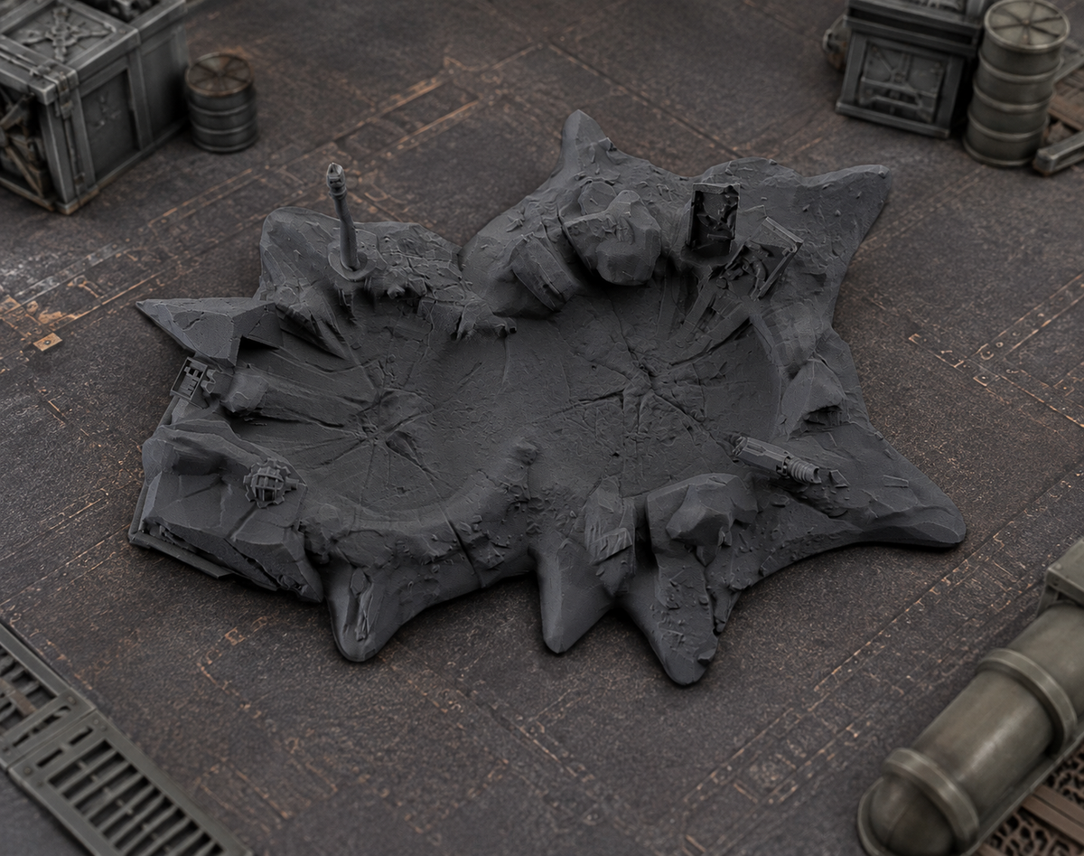 Battlefield Crater 09 in scene on a wargaming table