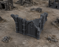 Gothic Cathedral Ruin 03 in scene on a wargaming table