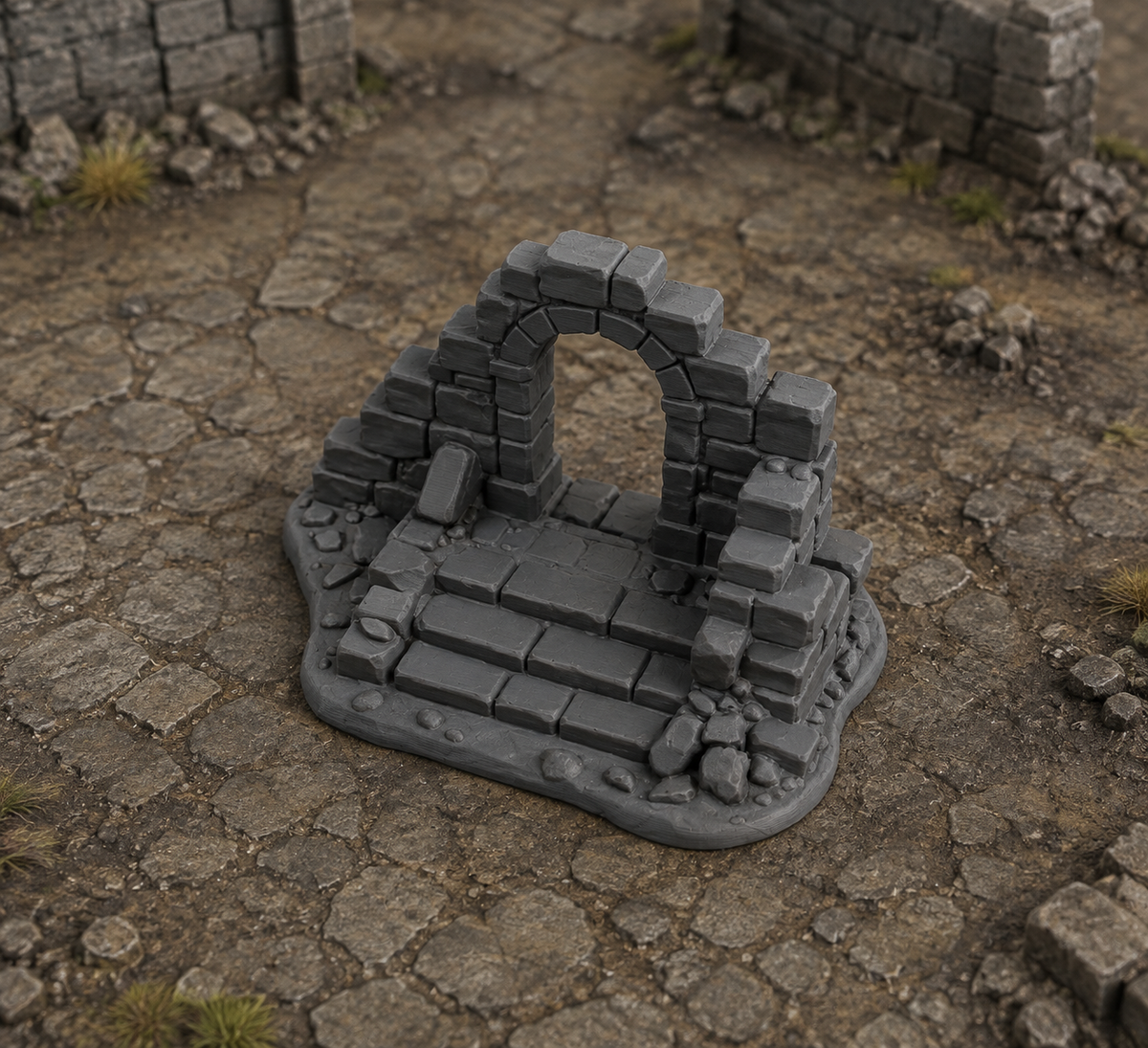 Lower Ruins 08 Arch in a dark fantasy tabletop scene
