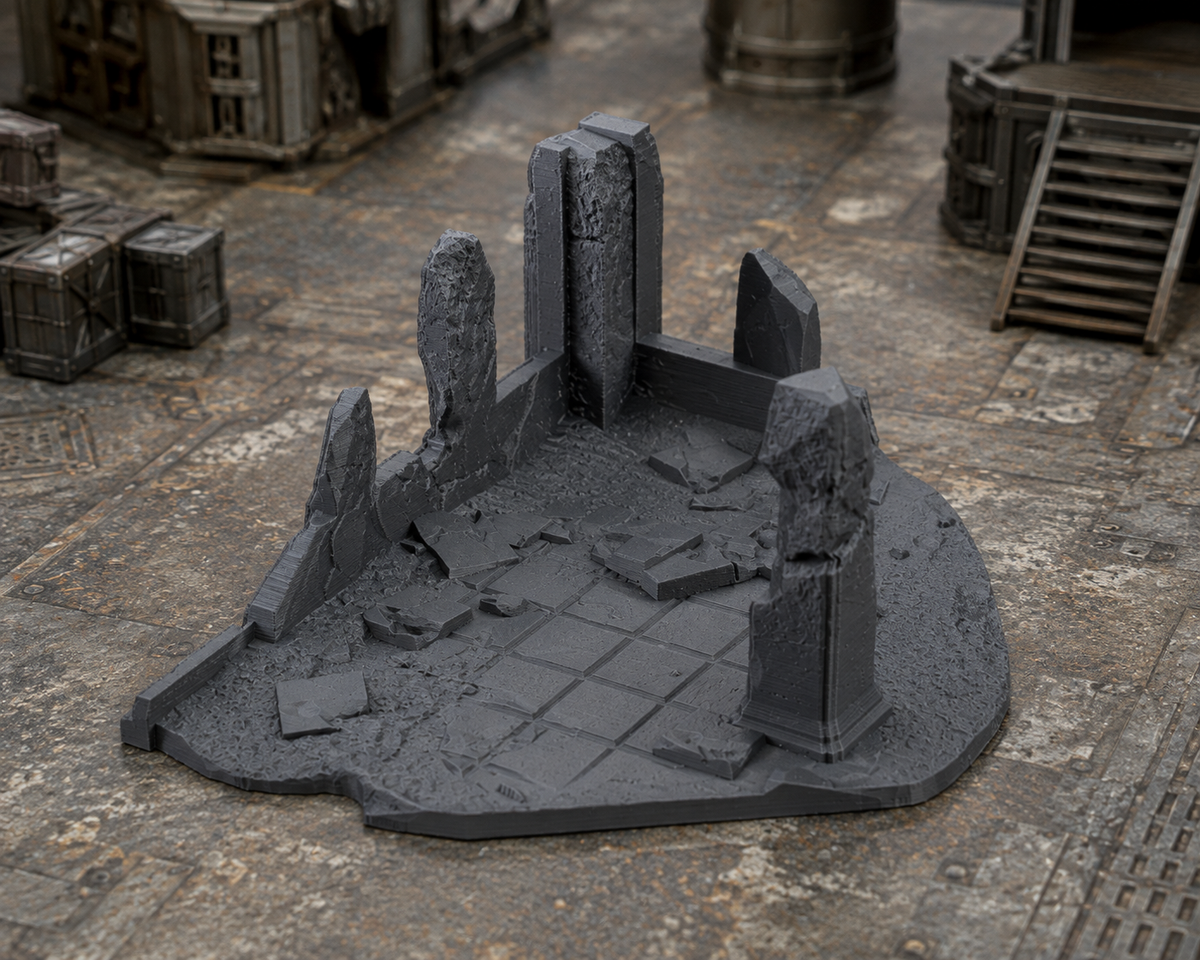 Battlefield Ruin 03 in scene on a wargaming table