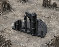 Gothic Cathedral Ruin 05 in scene on a wargaming table