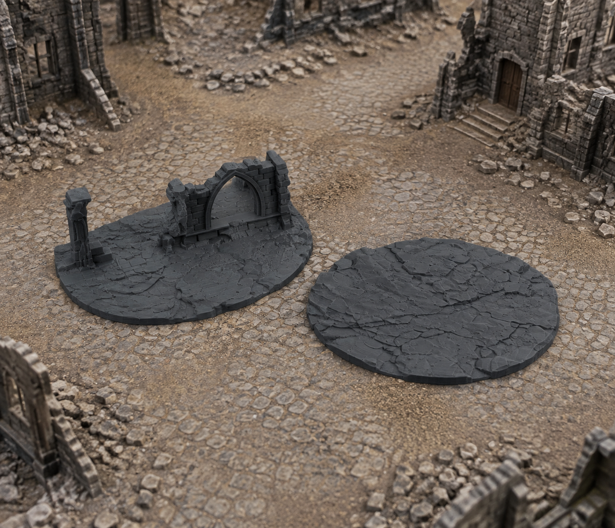 Circular Ruined Area 01 in scene on a wargaming table