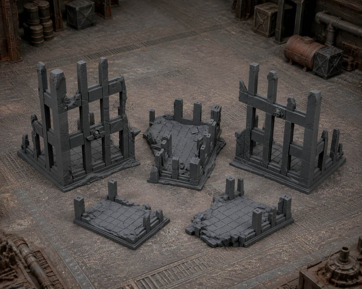 Battlefield Ruin 01 in scene on a wargaming table