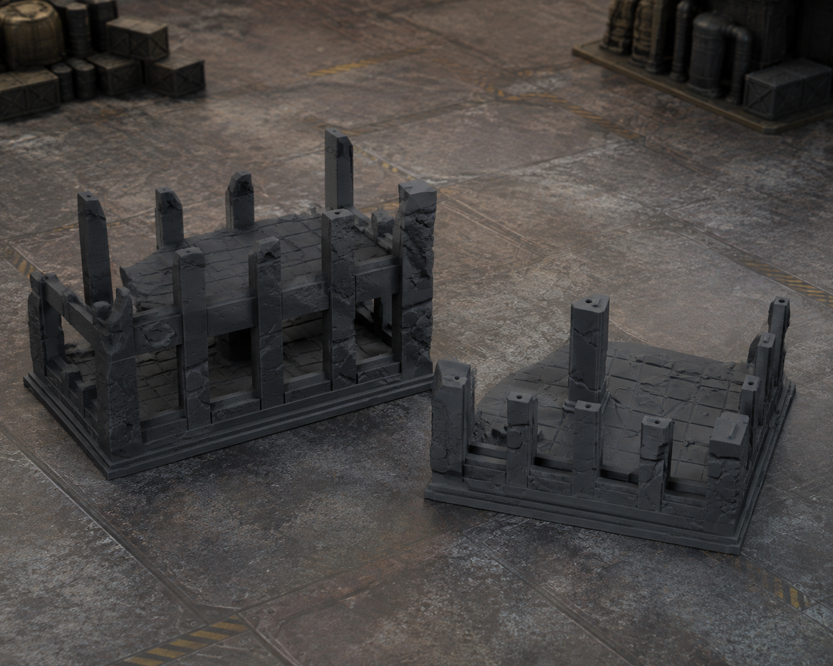 Battlefield Ruin 05 in scene on a wargaming table