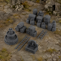 Ruins Accessories Pack in a dark fantasy tabletop scene