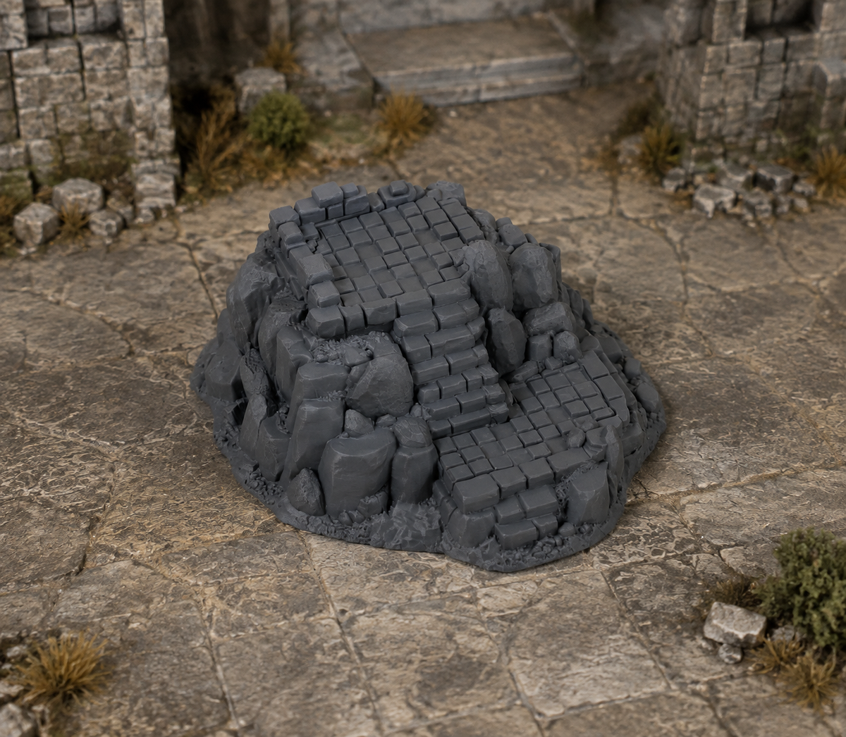 Outcrop Ruin in a dark fantasy tabletop scene