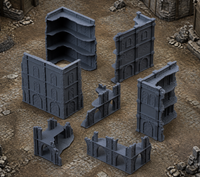 Large Medieval Ruin 02 in scene on a wargaming table