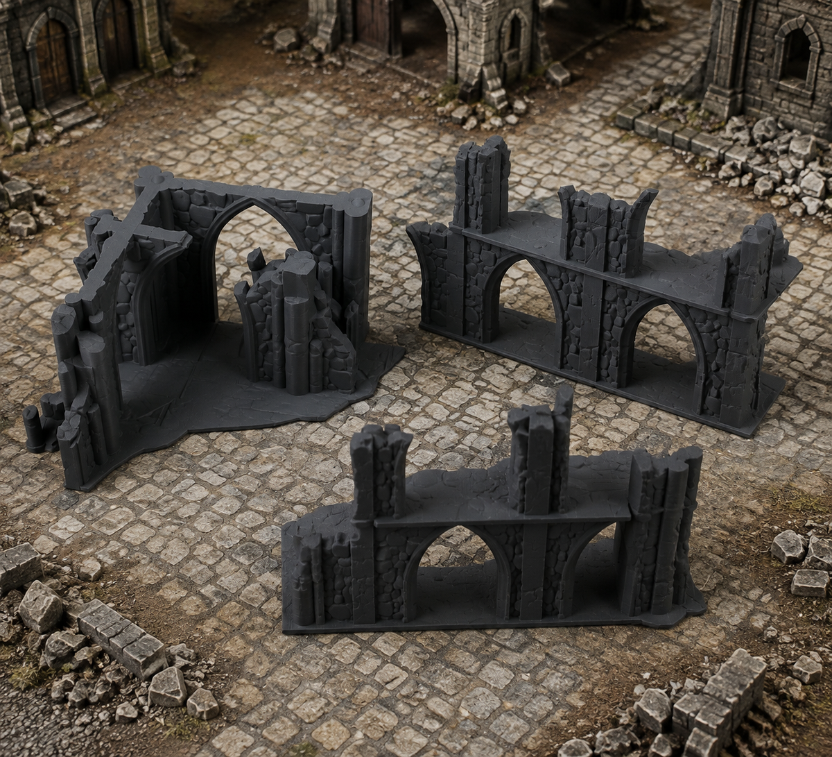Small Medieval Ruin 02 in scene on a wargaming table