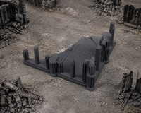 Gothic Cathedral Ruin 04 in scene on a wargaming table