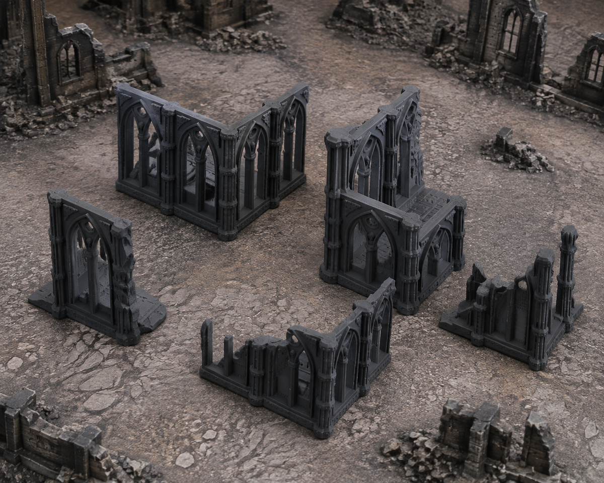 Gothic Cathedral 02 in scene on a wargaming table