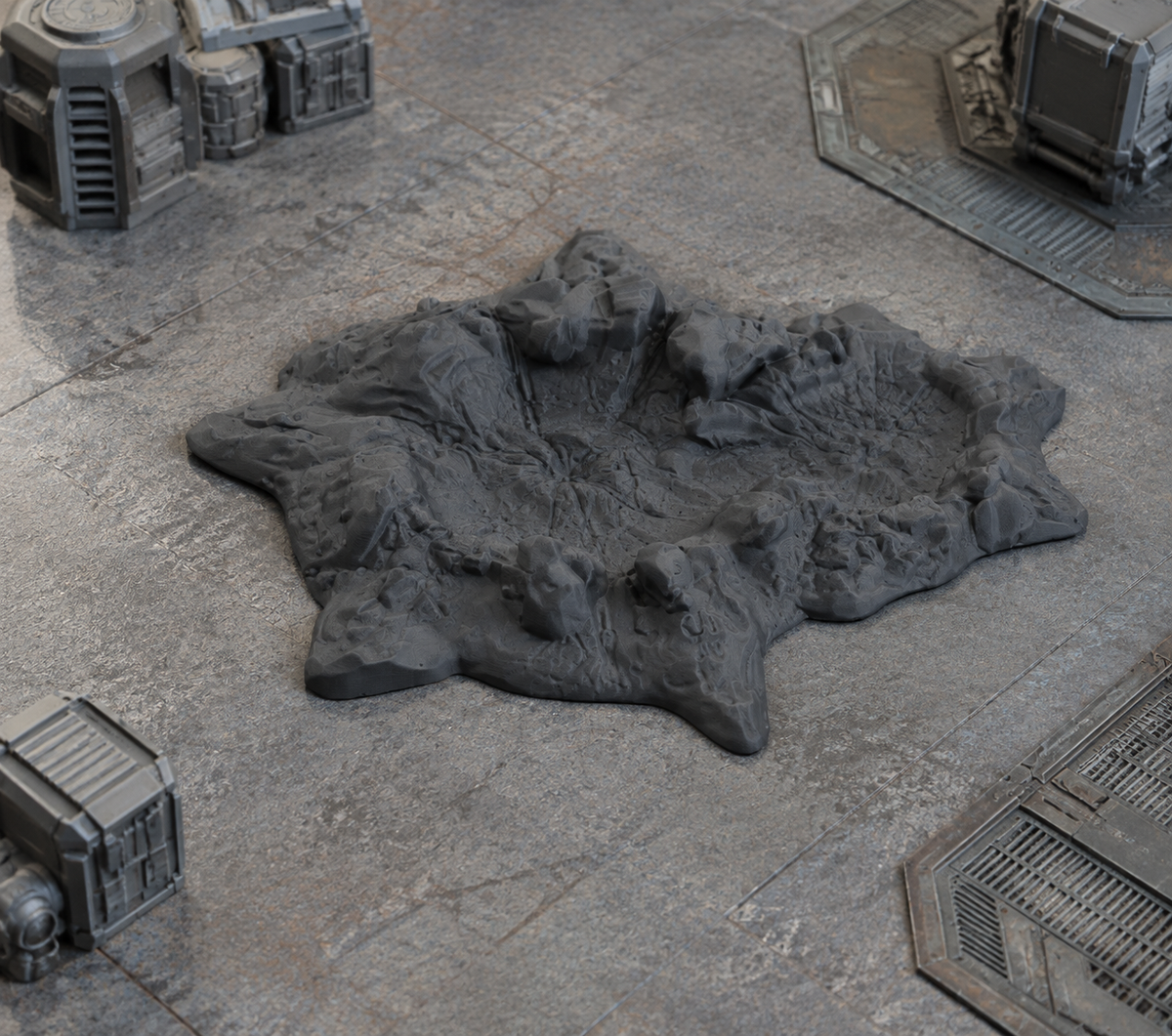 Battlefield Crater 08 in scene on a wargaming table