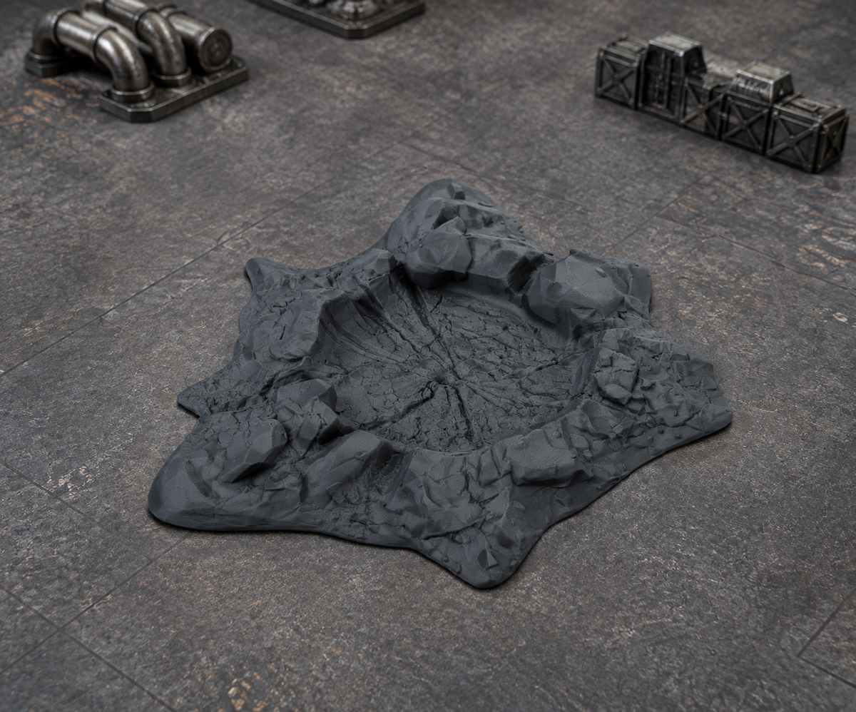 Battlefield Crater 04 in scene on a wargaming table