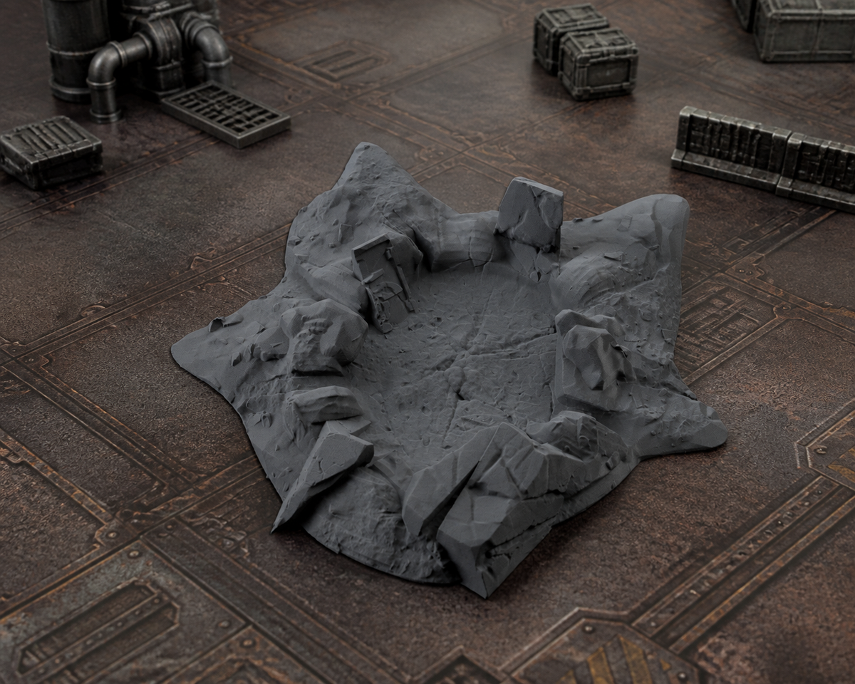 Battlefield Crater 05 in scene on a wargaming table