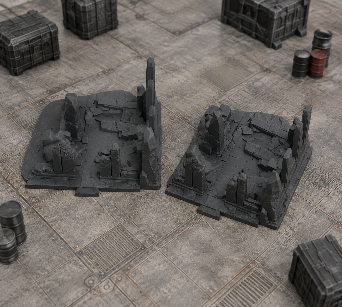Battlefield Ruin 04 in scene on a wargaming table