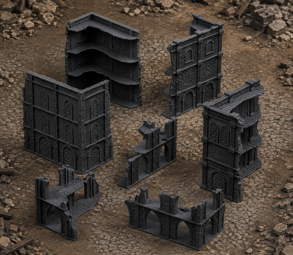 Large Medieval Ruin 01 in scene on a wargaming table