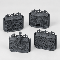 Stone Wall Set II, 28mm fantasy terrain in charcoal grey