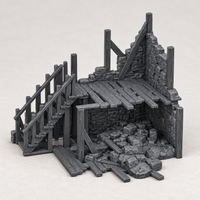 Ruined House, 28mm fantasy terrain in charcoal grey