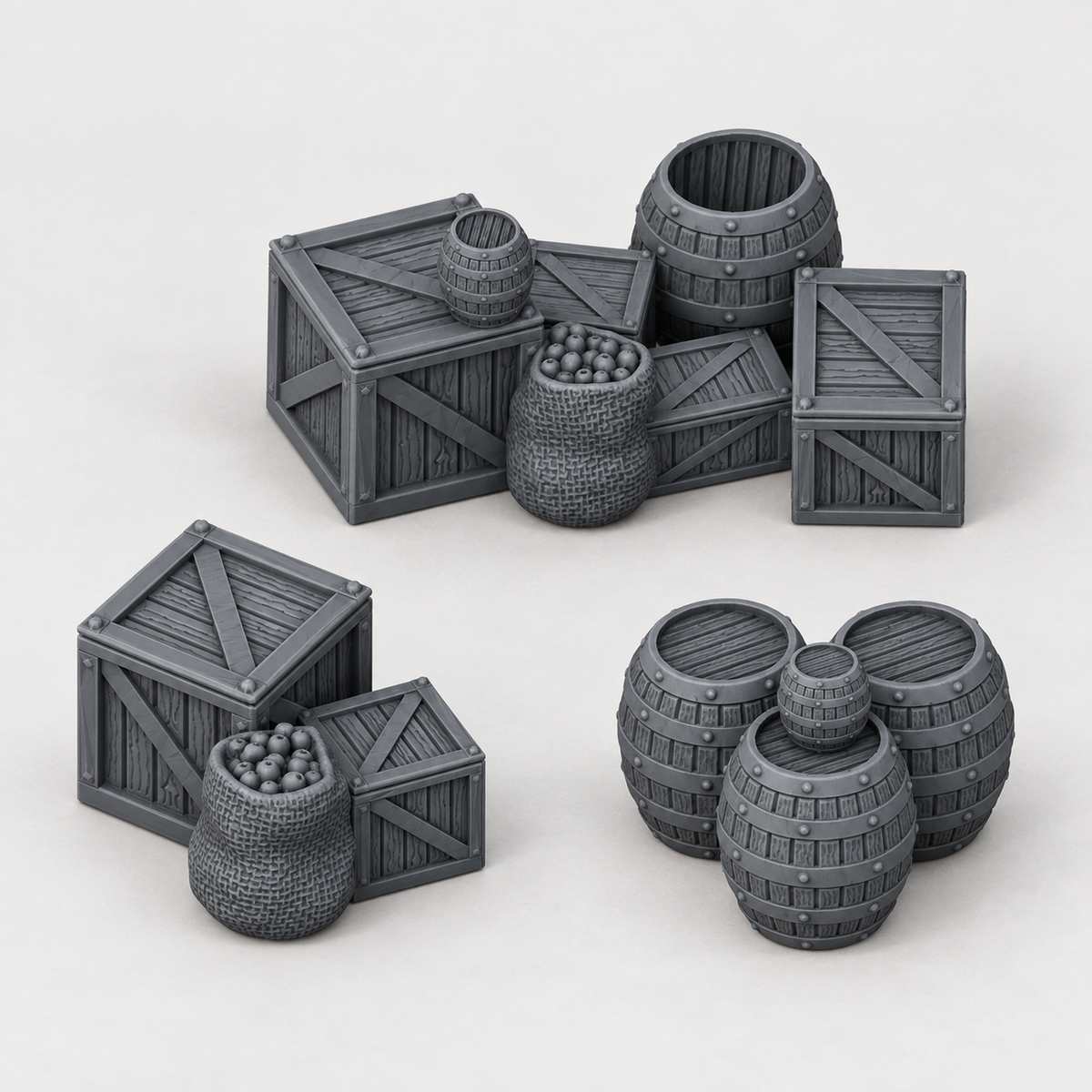 Provisions Cache, 28mm fantasy terrain in charcoal grey