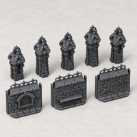 Stone Wall Set I, 28mm fantasy terrain in charcoal grey
