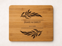 AI-styled supplementary top-down concept showing the full personalised bamboo chopping board