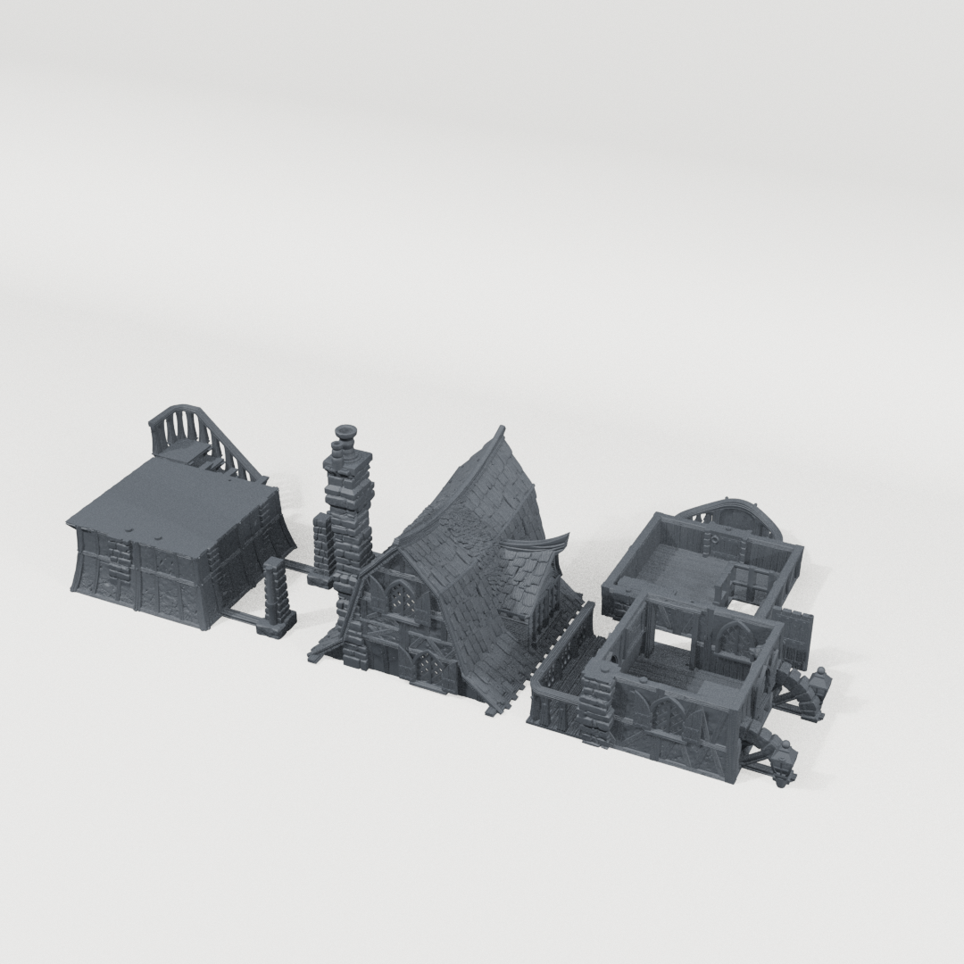 Stonevale Villa, front CAD view showing the included terrain pieces