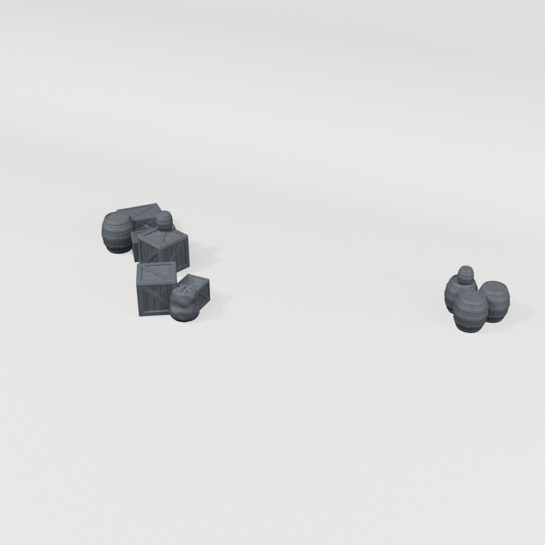 Provisions Cache, front CAD view showing the included terrain pieces
