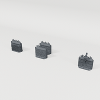 Stone Wall Set II, front CAD view showing the included terrain pieces