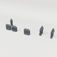 Stone Wall Set I, front CAD view showing the included terrain pieces