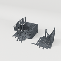 Ruined House, front CAD view showing the included terrain pieces