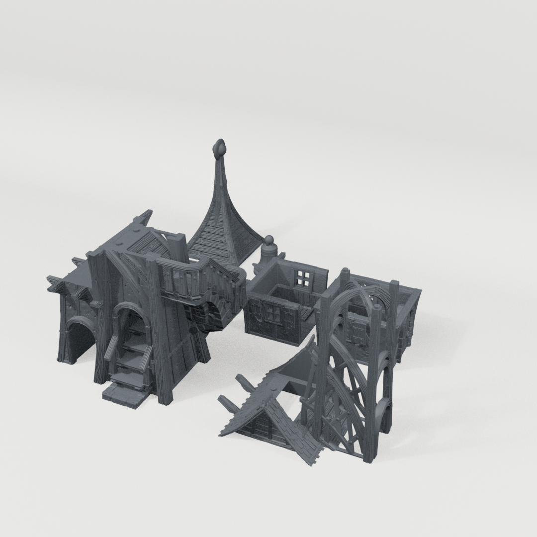 The Vestry House, front CAD view showing the included terrain pieces