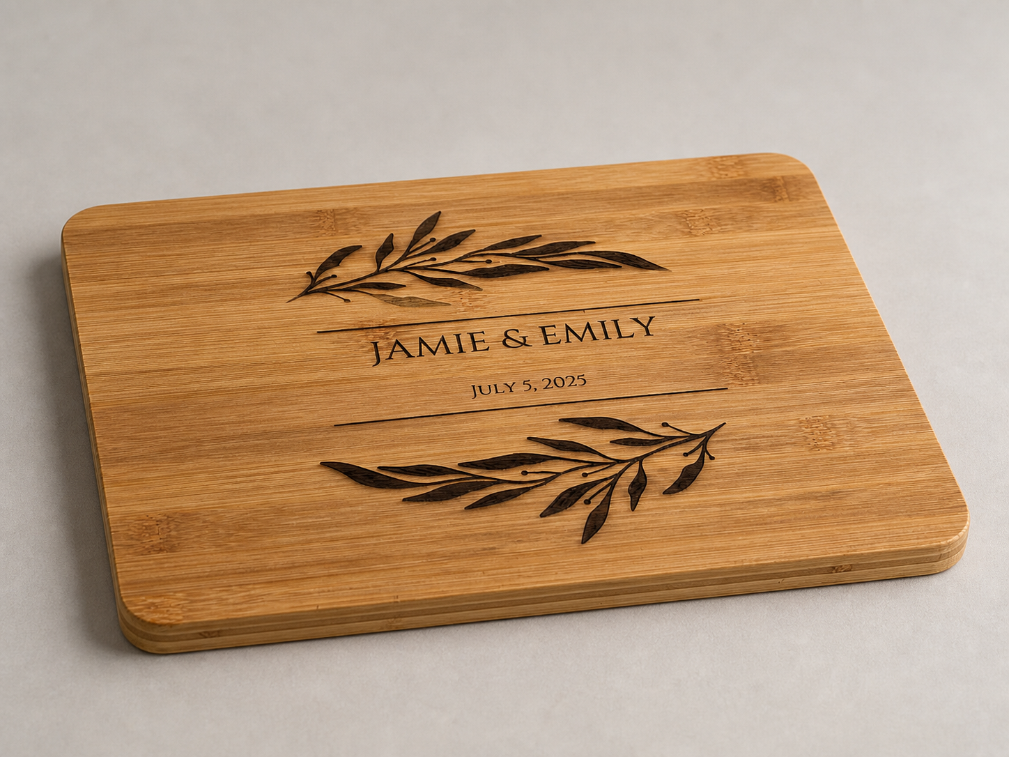 AI-styled supplementary angled concept showing the engraved design and layered bamboo edge